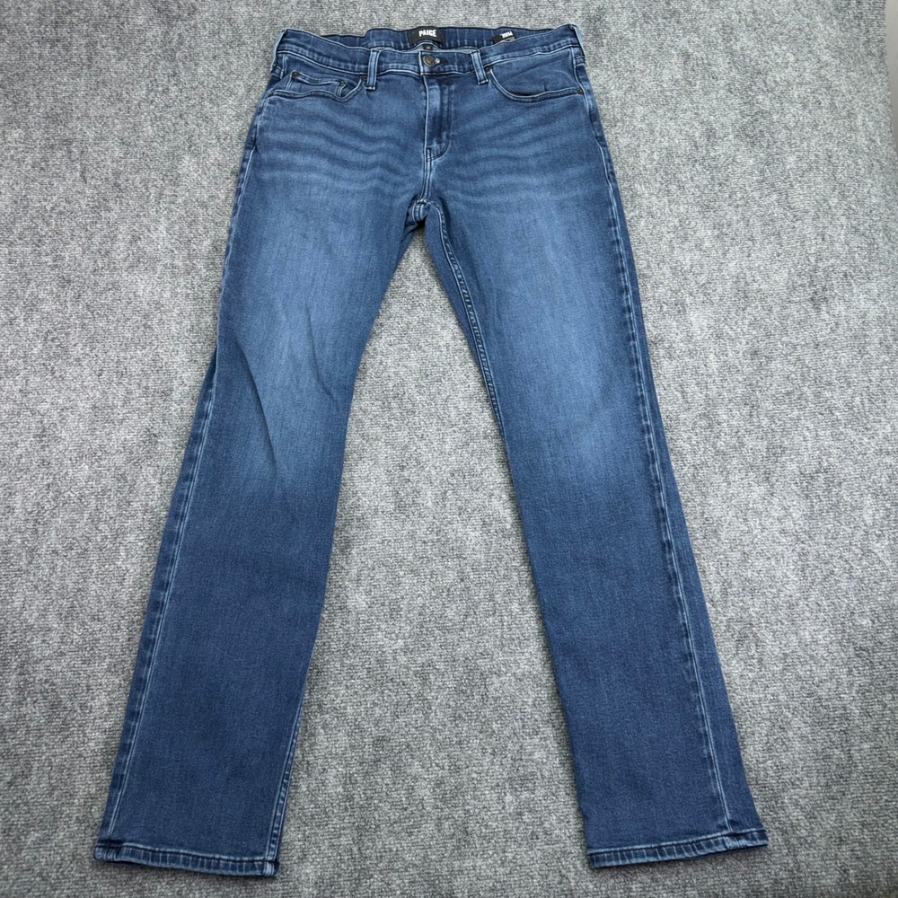 Paige Jeans Mens 34x32 Blue Federal Slim Straight Medium Wash Denim Stretch